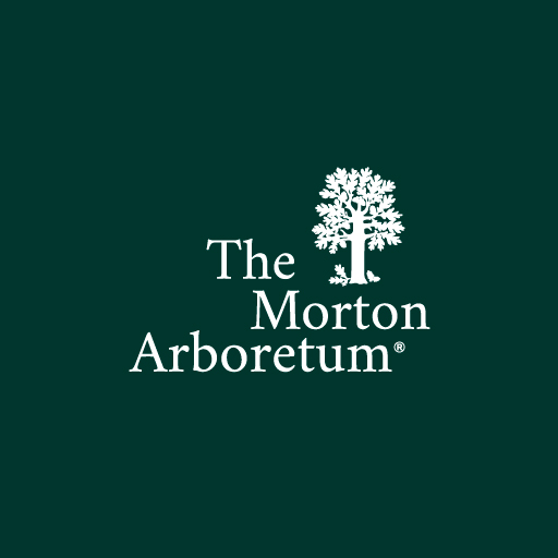 The morton arboretum logo on a green background.